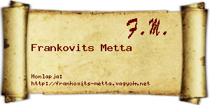 Frankovits Metta névjegykártya